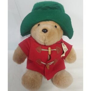 Paddington Bear Plush Toy Red Coat Green Hat Eden vintage nostagia